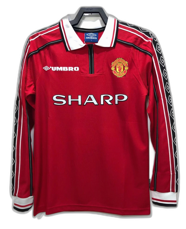 Camisa Manchester United 1998 I Home - Versão Retrô Manga Longa