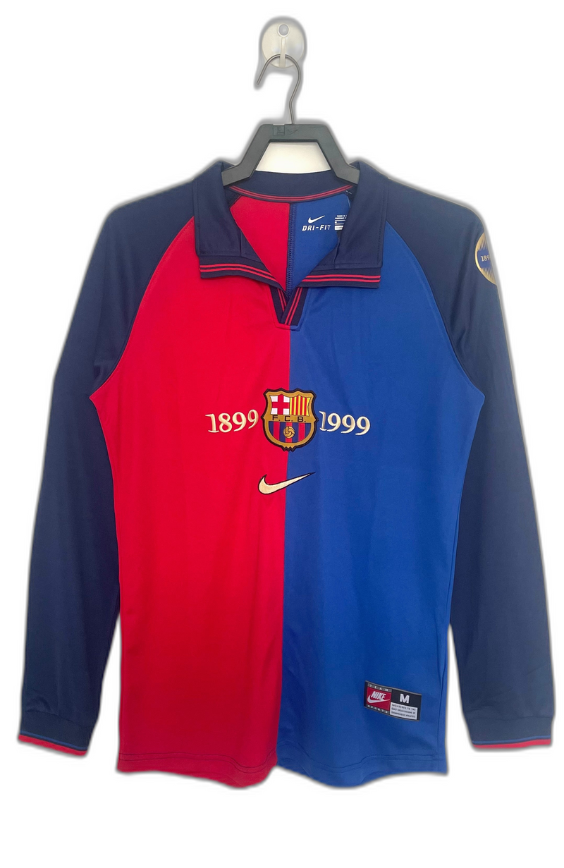 Camisa Barcelona 98/99 I Home - Versão Retrô Manga Longa