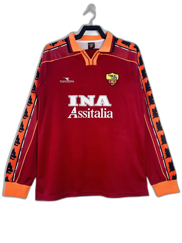 Camisa AS Roma 98/99 I Home - Versão Retrô Manga Longa