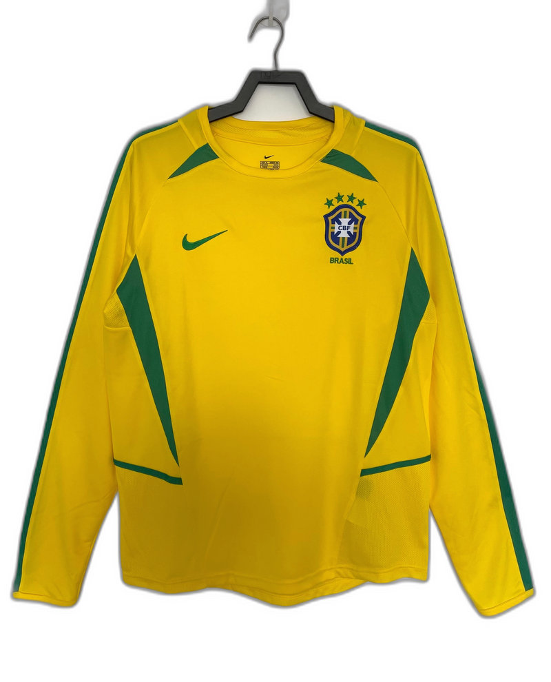 Camisa Brasil 2002 I Home - Versão Retrô Manga Longa